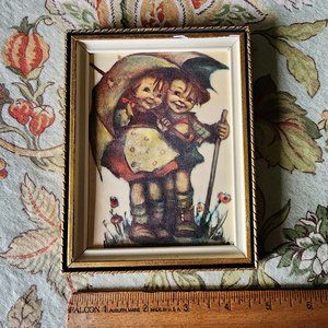 Vintage Hummel Reproduction Print Under One Roof w Frame West Berlin Germany 60s